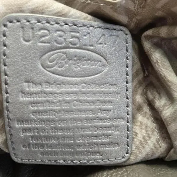 Brighton Gray Pebbled Leather Drawstring Bucket Purse with Shoulder Strap - Picture 7 of 16